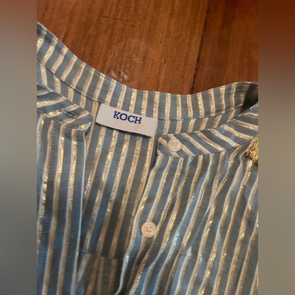 Koch Button Down Top With Gold Embellishment Size… - image 2